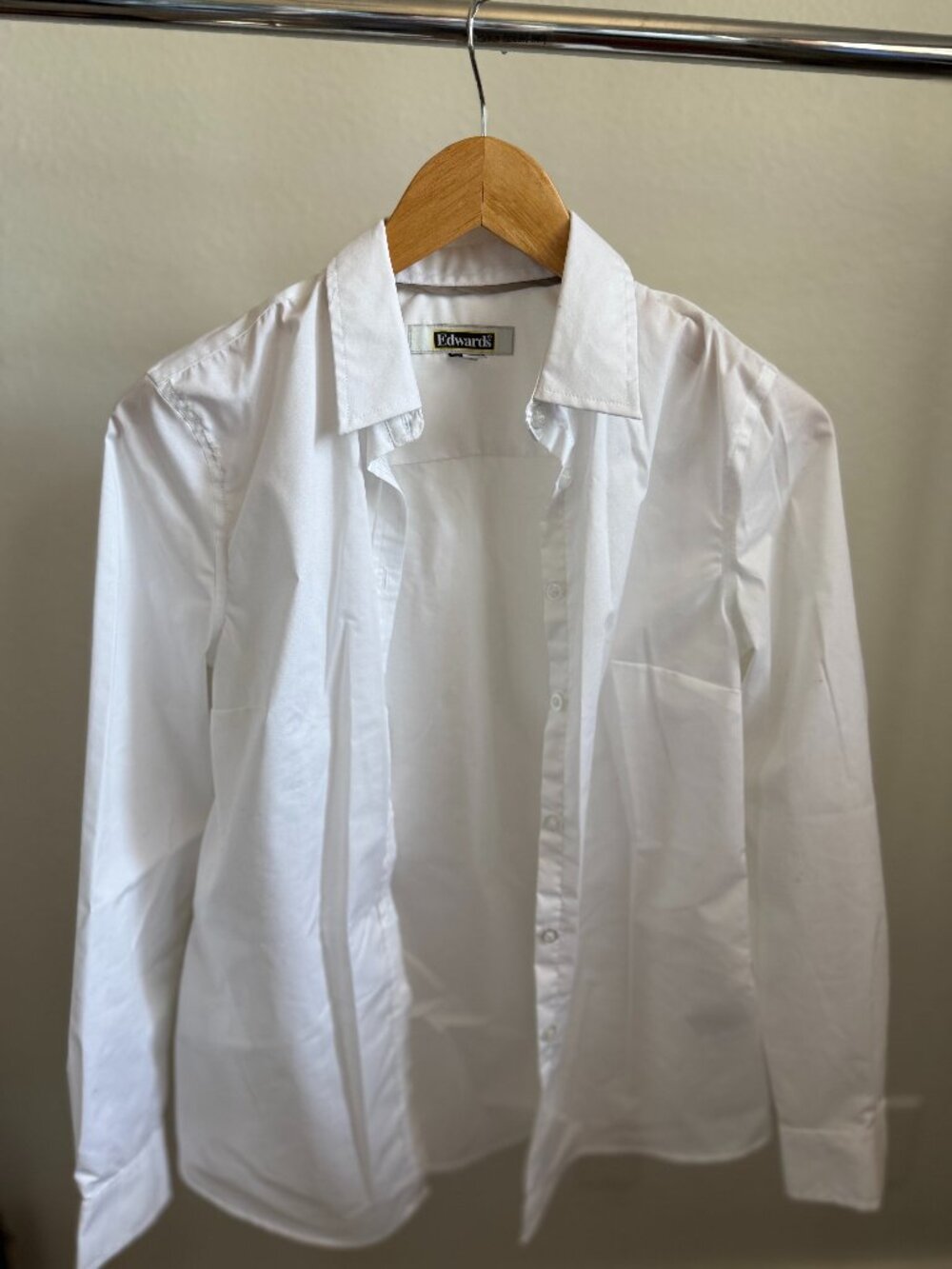 Edwards Tuff-Tested White Long Sleeve Button Down Uniform Blouse Size XS